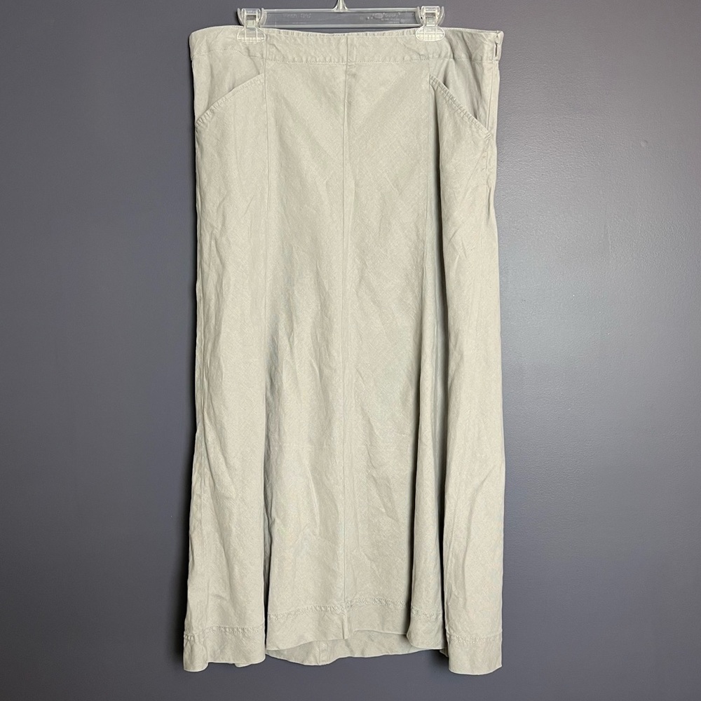 J. Jill Love Linen Light Grey Maxi Skirt Size Large 100% Linen